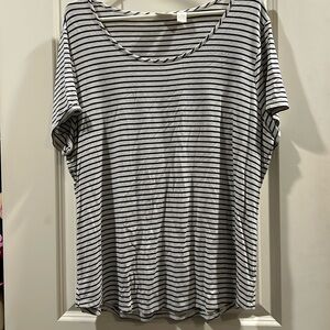 Chico's round neck Striped short sleeves tee top rayon spandex blend size 3 (XL)